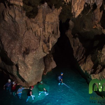 Belize ATM Cave Tour Large chamber in water